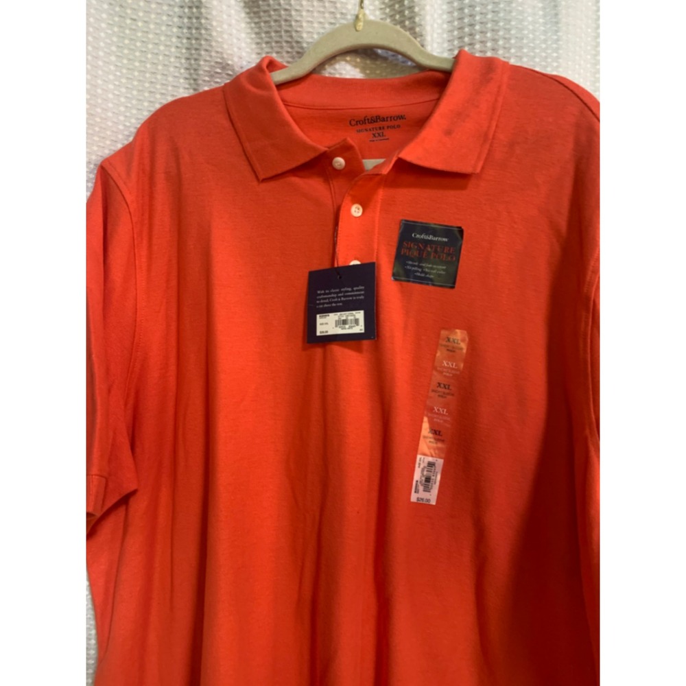 Croft & Barrow Mens Signature Pique Polo Shirt Hot Coral XXL CBK13003S NWT - Picture 2 of 7